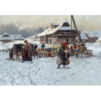 РЕПРОДУКЦИИ НА КАРТИНИ Хвърляне на снежни топки (1892)